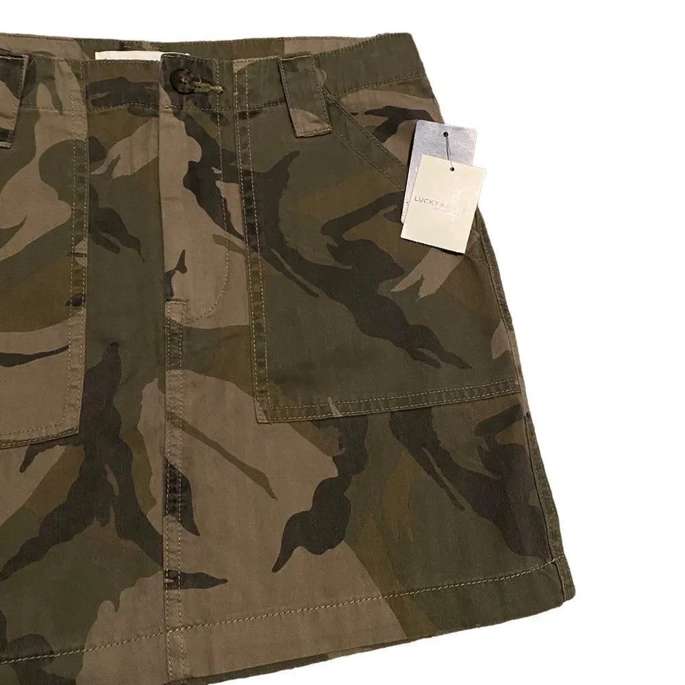 NWT Lucky Brand Camo Cargo Casual Streetwear Utility Y2K Mini Skirt